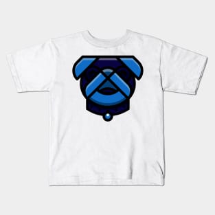 Cute Dog Pug Face Blue Kids T-Shirt